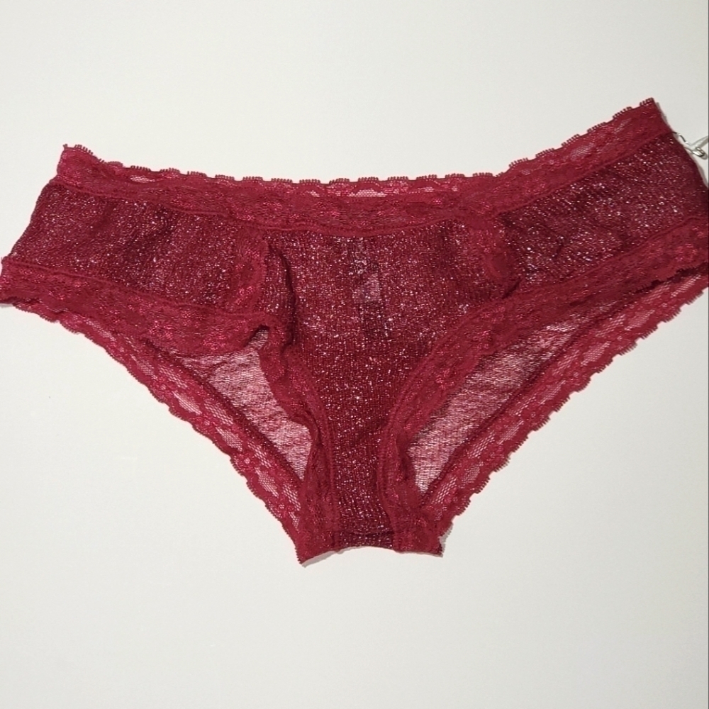 Sexy Red Wine Lace & Mesh Panties